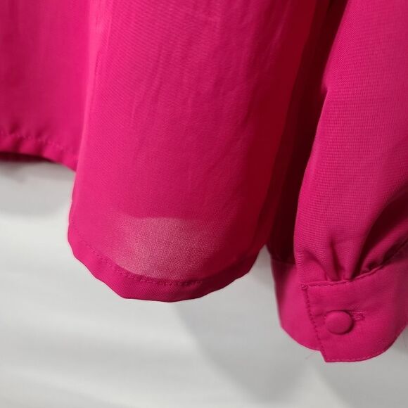 Christie & Jill Pink Pleated Long-Sleeve Blouse - Picture 9 of 9